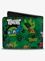 Teenage Mutant Ninja Turtles TMNT Faces Brick Wall Bifold Wallet