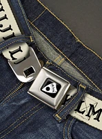 Ouija Board Letters and Elements Beige Black Seatbelt Buckle Belt