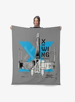Star Wars Classic X-Wing Blue Print Silk Touch Throw Blanket