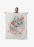 Star Wars Classic Millennium Falcon Blueprint Silk Touch Throw Blanket