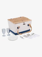 Boardwalk Beige Canvas and Navy Blue Picnic Basket For 2
