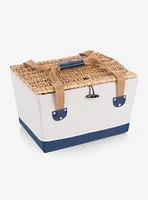 Boardwalk Beige Canvas and Navy Blue Picnic Basket For 2