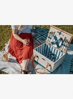 Boardwalk Beige Canvas and Navy Blue Picnic Basket For 2