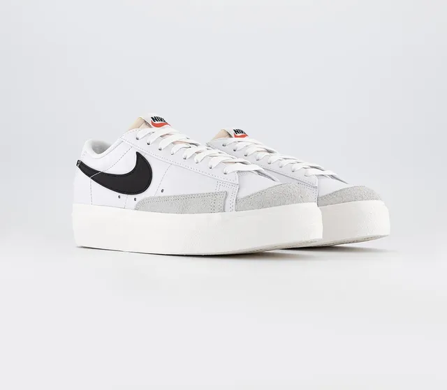 nike women's blazer low platform white black sail team orange