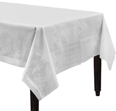 White Lace Print Table Cover