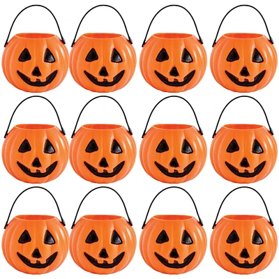 Mini Pumpkin Trick or Treat Candy Pails, 12ct