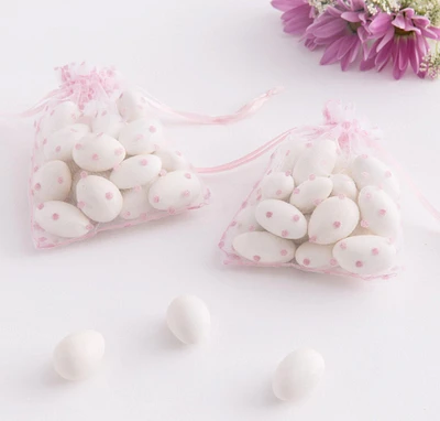 Pink Polka Dot Organza Favor Bags 12ct