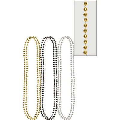 Metallic Black, Gold and Silver Bead Necklaces