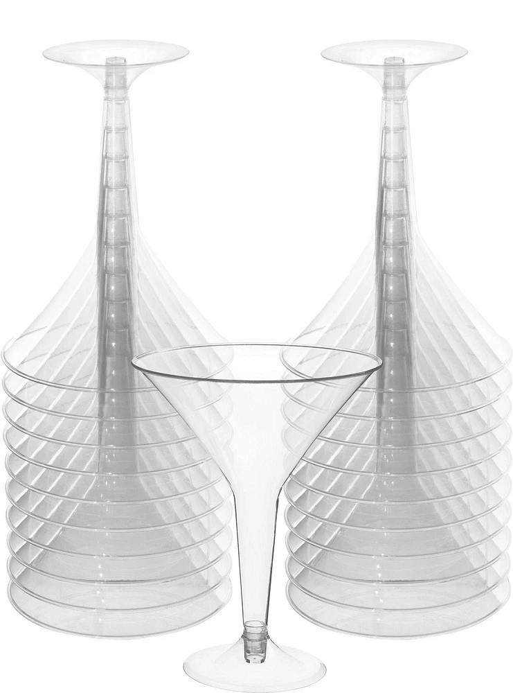 Clear Plastic Martini Glasses, 8oz, 20ct