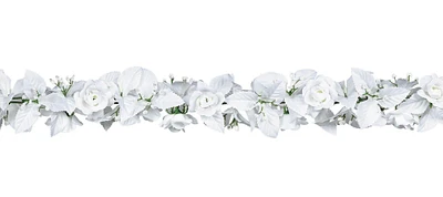 White Rose & Leaf Garland 6ft