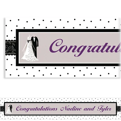 Custom Black & White Wedding Banner 6ft