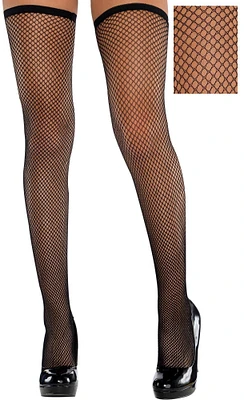 Adult Classic Black Fishnet Thigh-High Stockings