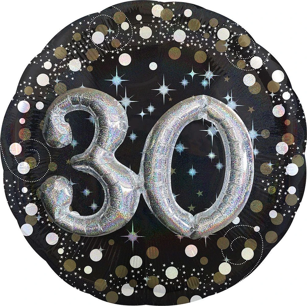 30th Birthday Balloon - 3D Sparkling Celebration, 36in