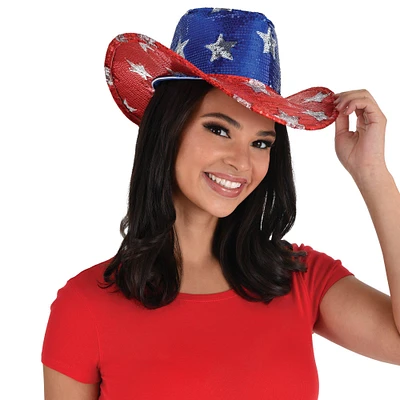Sequin Stars Patriotic Cowboy Hat
