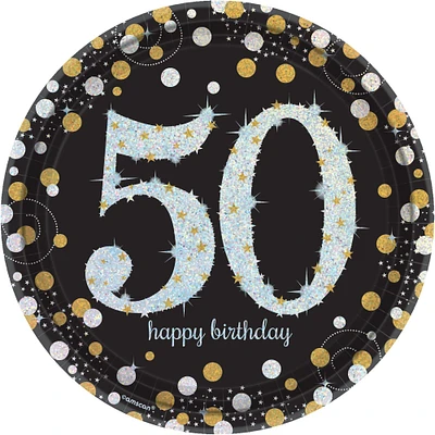 Prismatic 50th Birthday Lunch Plates 8ct - Sparkling Celebration