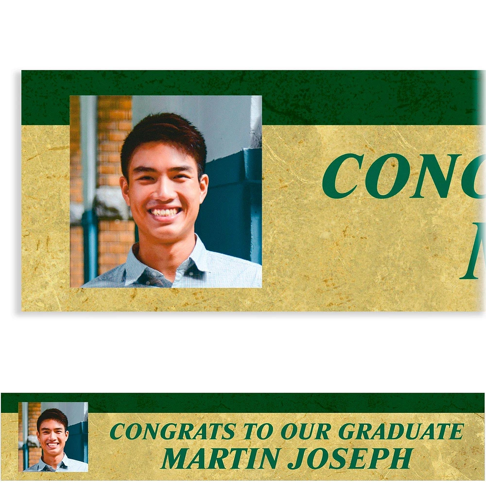 Custom Gold & Green Textured Graduation Photo Banner   