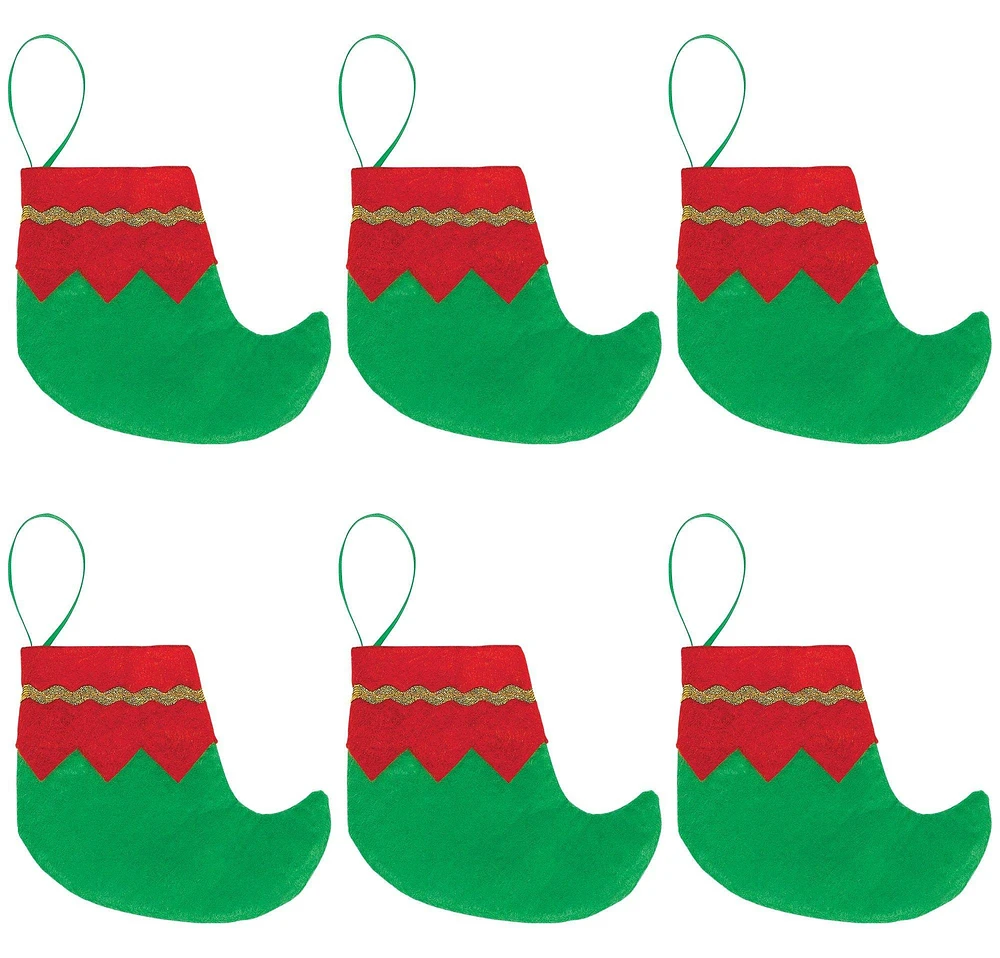 Mini Elf Shoe Christmas Stockings 6ct