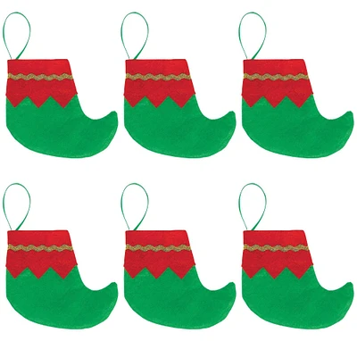 Mini Elf Shoe Christmas Stockings 6ct