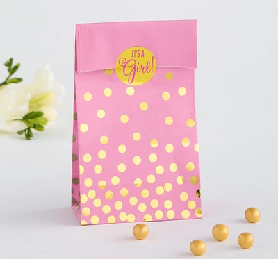 Pink & Gold Polka Dot Baby Shower Treat Bags 20ct