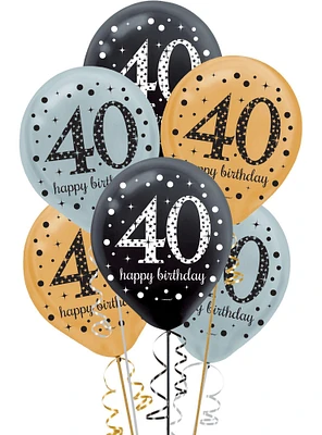 15ct, 40th Birthday Balloons - Sparkling Celebration