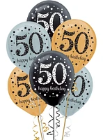 15ct, 50th Birthday Balloons - Sparkling Celebration