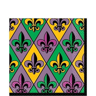 Mardi Gras Fleur-de-Lis Lunch Napkins 36ct 