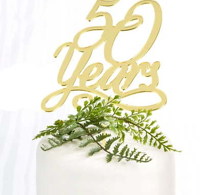 Gold 50th Anniversary Cake Topper 4 1/4in x 6 3/4in