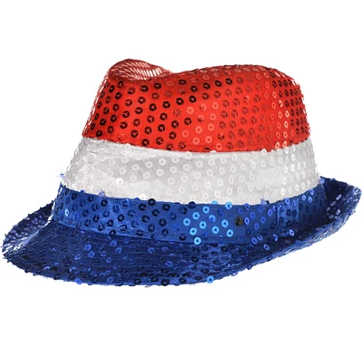 Light-Up Sequin Red, White & Blue Fedora