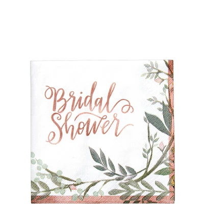 Floral Greenery Bridal Shower Beverage Napkins 16ct