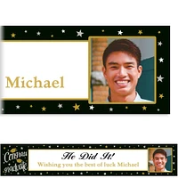 Custom Black & Gold Congrats Grad Photo Banner   