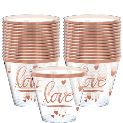 Rose Gold Love Plastic Tumblers 30ct