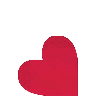 Red Heart-Shaped Paper Lunch Napkins, 6.4in, 16ct - Cross My Heart