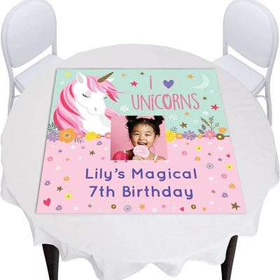 Custom Magical Unicorn Square Vinyl Photo Table Topper