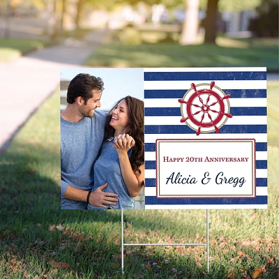 Custom Striped Nautical Photo Yard Sign