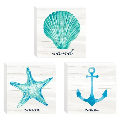 Mini Sea, Sand & Sun Block Signs, 3ct