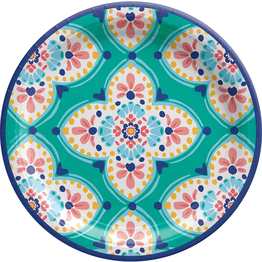 Boho Vibes Floral Quatrefoil Paper Dinner Plates, 10.5in, 8ct