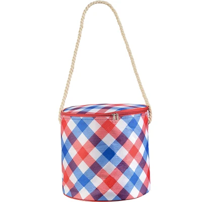 Red, White & Blue Plaid Cooler Bag