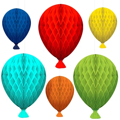 Birthday Balloons Honeycomb Decorations 6ct