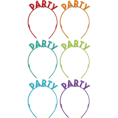 Glitter Rainbow Party Letter Headband s 6ct