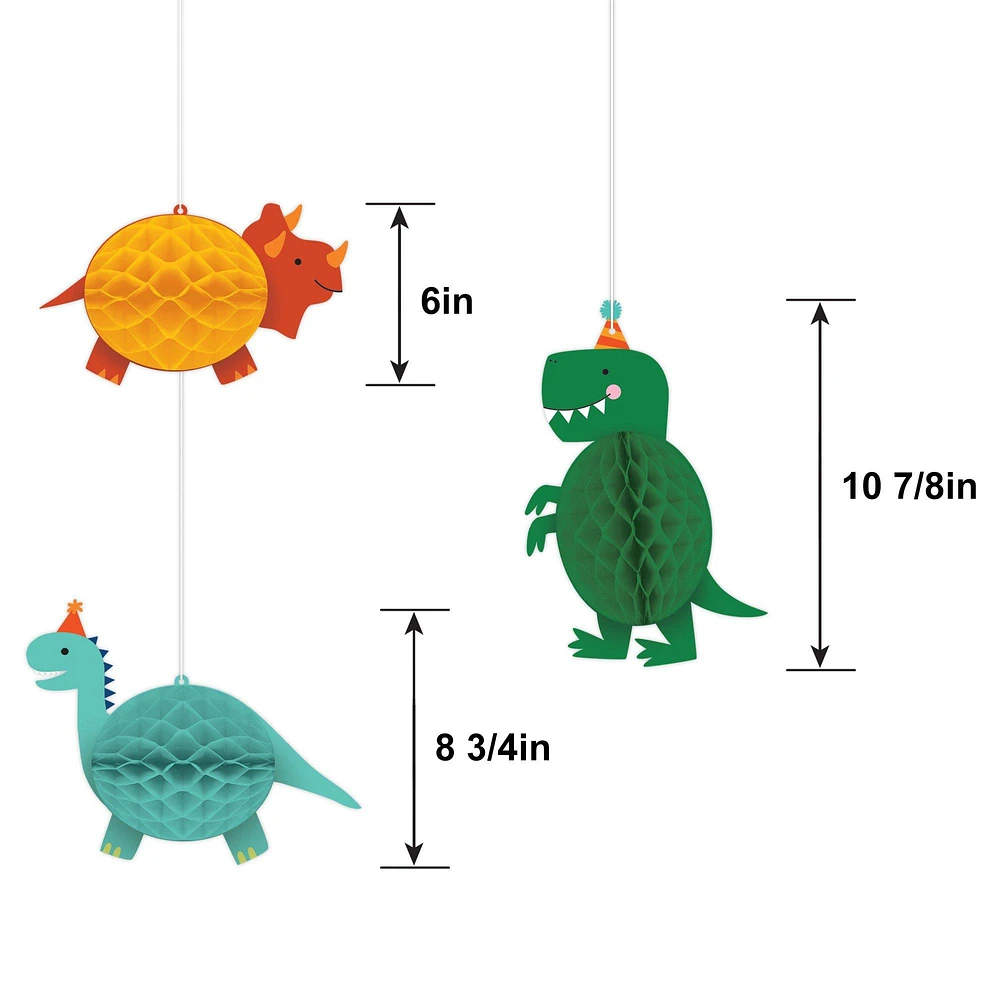 Dino-Mite Dinosaur Honeycomb Decorations 3ct