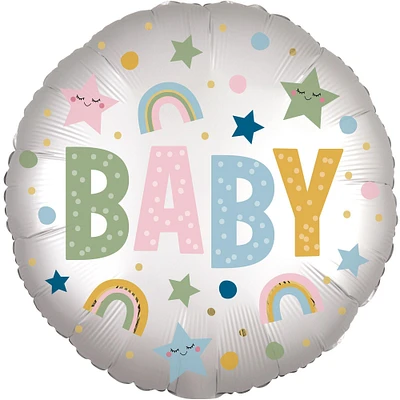 Dot, Rainbow & Star Baby Satin Balloon, 18in