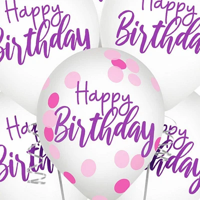 6ct, 12in, Sparkle Birthday Confetti Balloons
