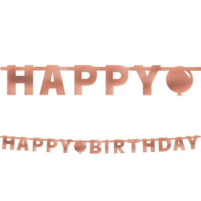 Metallic Blush Happy Birthday Banner