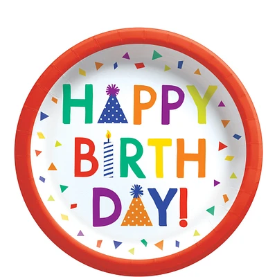 Confetti Time Happy Birthday Paper Lunch Plates, 8.5in, 8ct