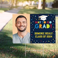 Custom Navy Class of Awesome Graduation Photo Yard Sign