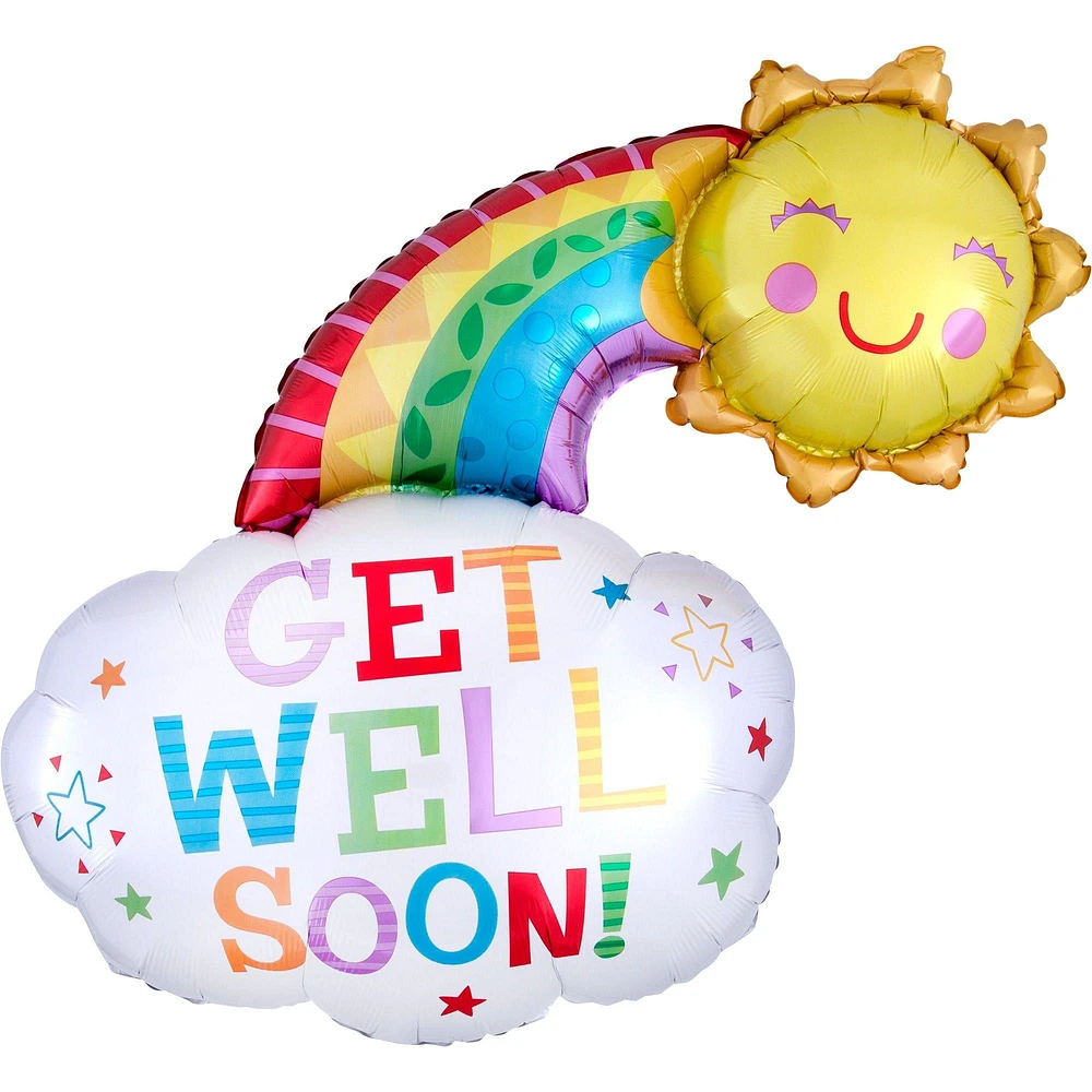 Rainbow & Sunshine Get Well Foil Balloon, 30in