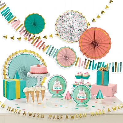 Metallic Happy Cake Day Birthday Room Decorating Kit 10pc