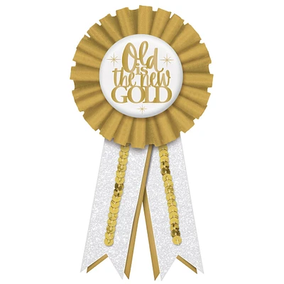 Golden Age Fabric & Metal Award Ribbon, 3in x 5.8in
