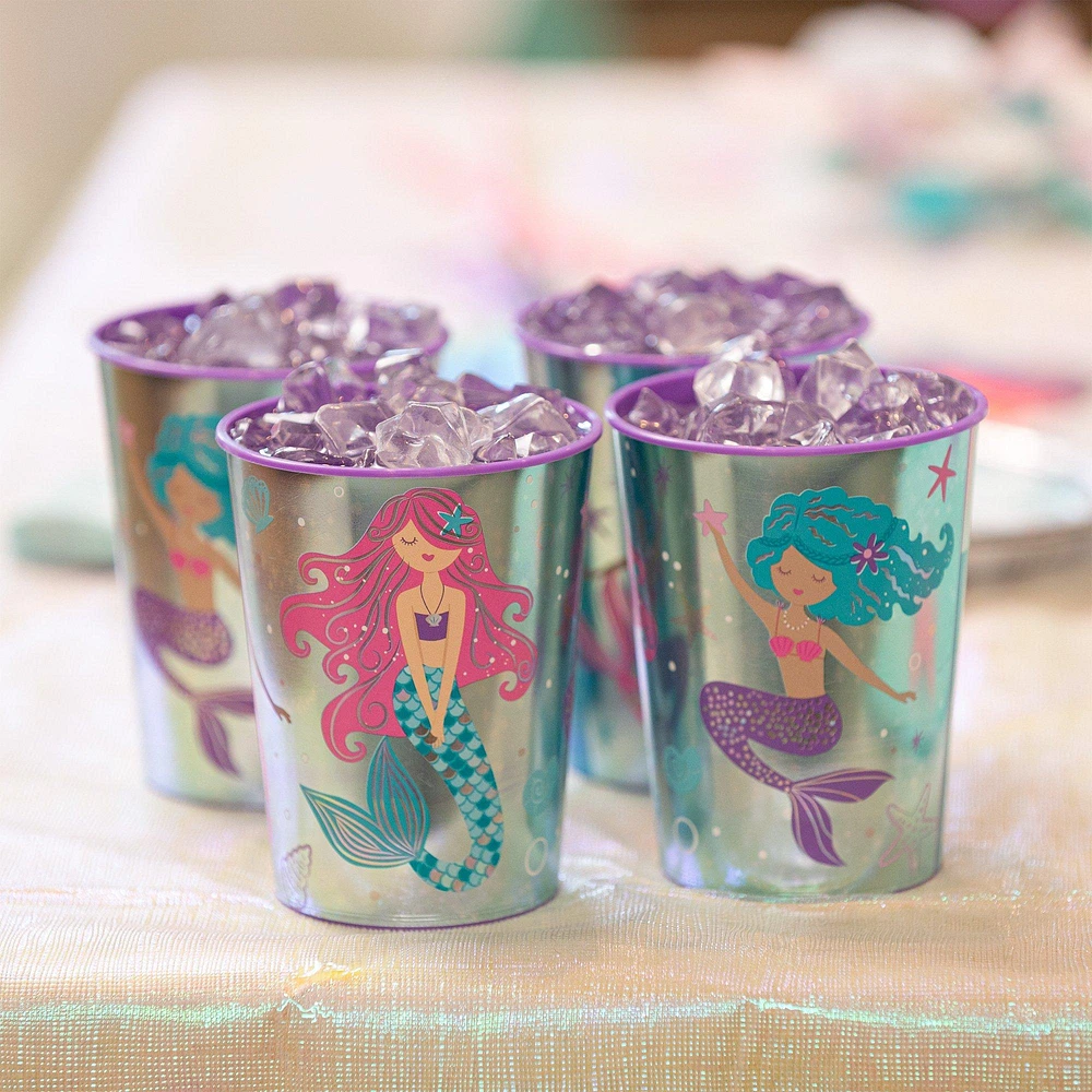 Metallic Shimmering Mermaids Plastic Favor Cup, 16oz