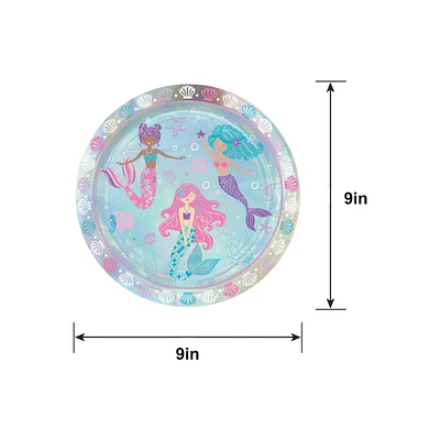 Iridescent Shimmering Mermaids Paper Lunch Plates, 9in, 8ct